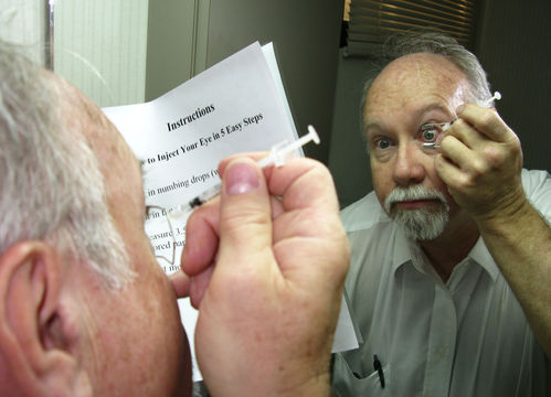 Intraocular Self injection
The treatment of wet macular degeneration was revolutionized in late 2013 when Geneneron introduced its innovative and inexpensive take-home kit.  Now, millions of patients around the world treat themselves on a PRN basis, using instructions written in 10 different languages.  


April Fool!
Keywords: Intraocular;self;injection;February2014